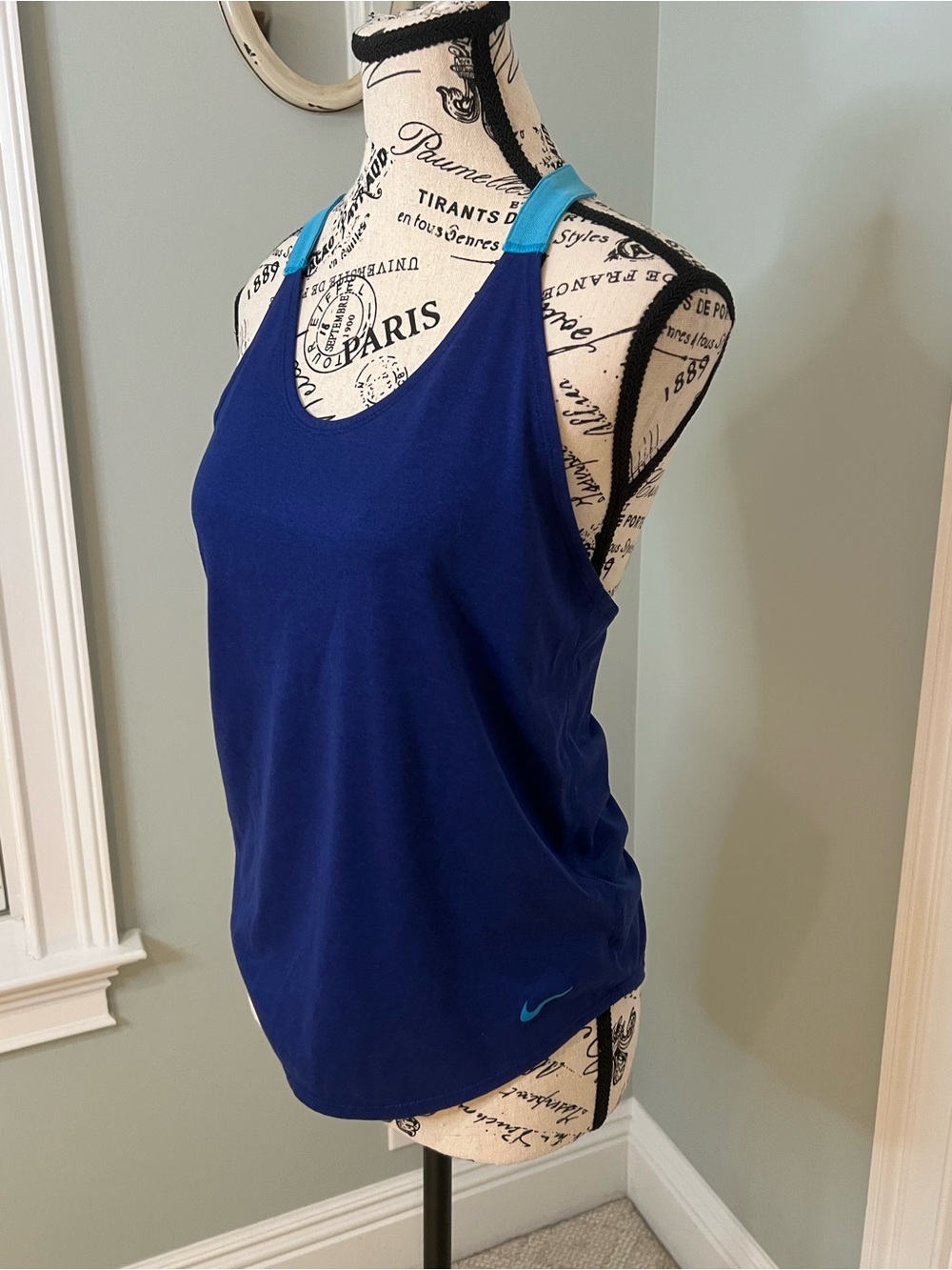 Nike Elastika T-Back Training Tank Top | SZ XS | Blue w/teal Racerback |Like New
